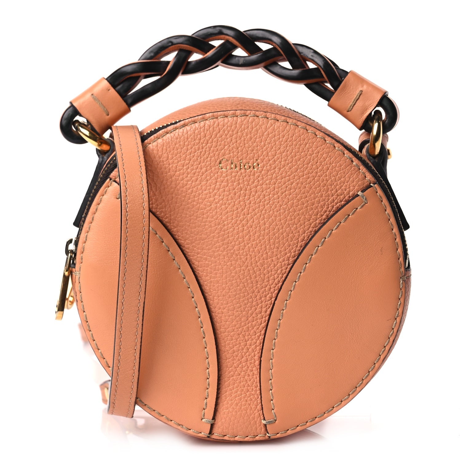 Chloe Grained Shiny Calfskin Mini Round Daria Bag Peach Bloom 1 of 9
