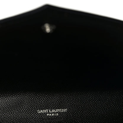 Saint Laurent Grain De Poudre Matelasse Chevron Monogram Envelope Clutch Black 5 of 8