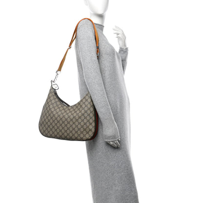 Gucci GG Supreme Monogram Textured Calfskin Web Large Attache Shoulder Bag Beige Ebony New Acero 2 of 7