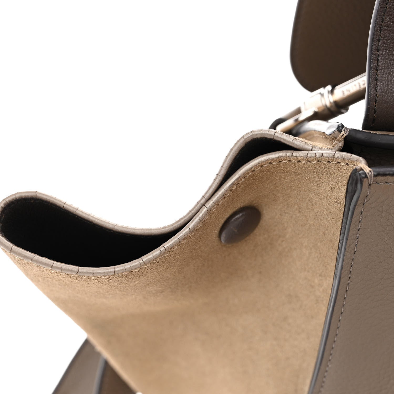 Celine Drummed Calfskin Suede Medium Trapeze Souris 13 of 14