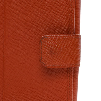 Prada Saffiano Metal Large Compact Flap Wallet Papaya 9 of 11
