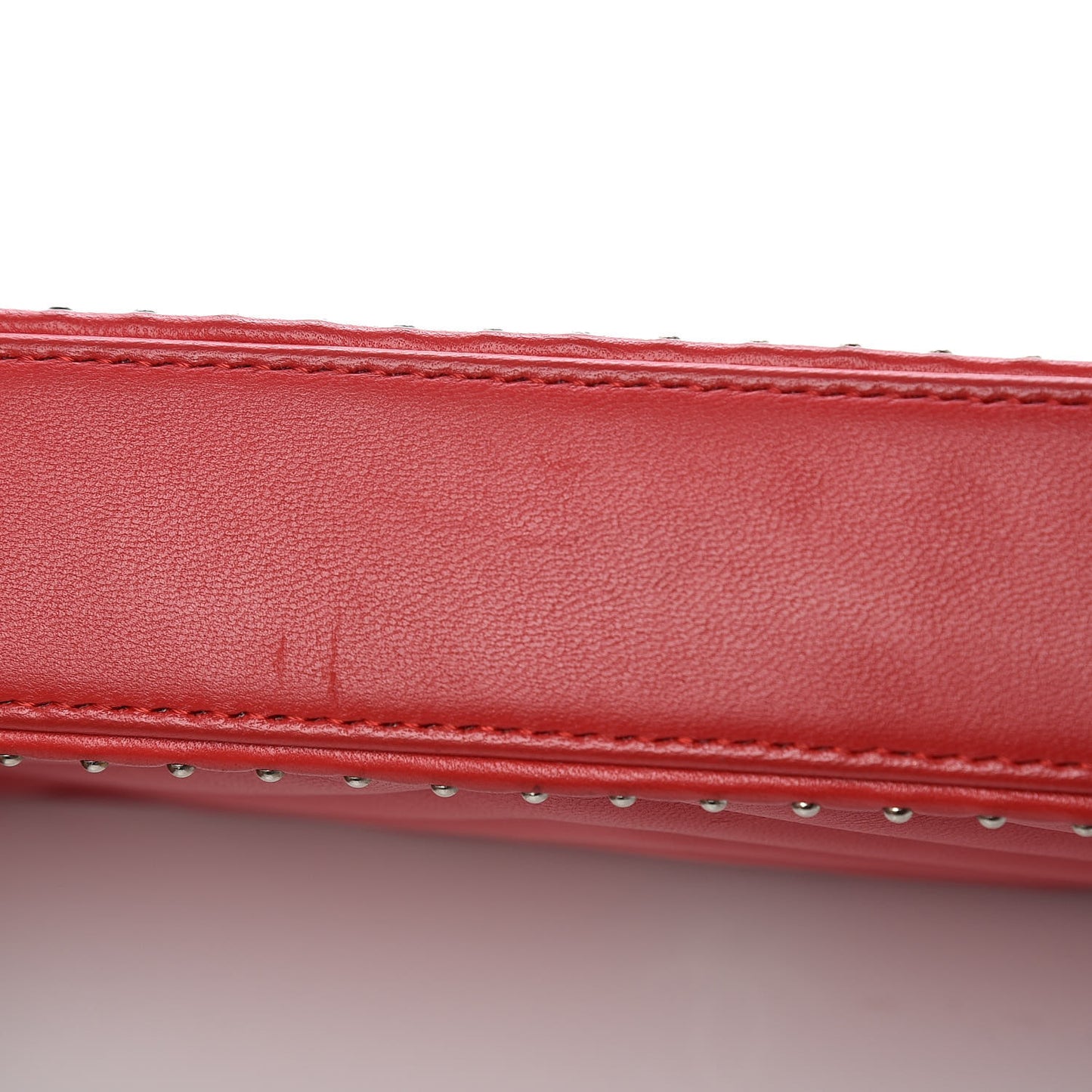 Lambskin Chevron Quilted Studded Small Clutch With Chain Red