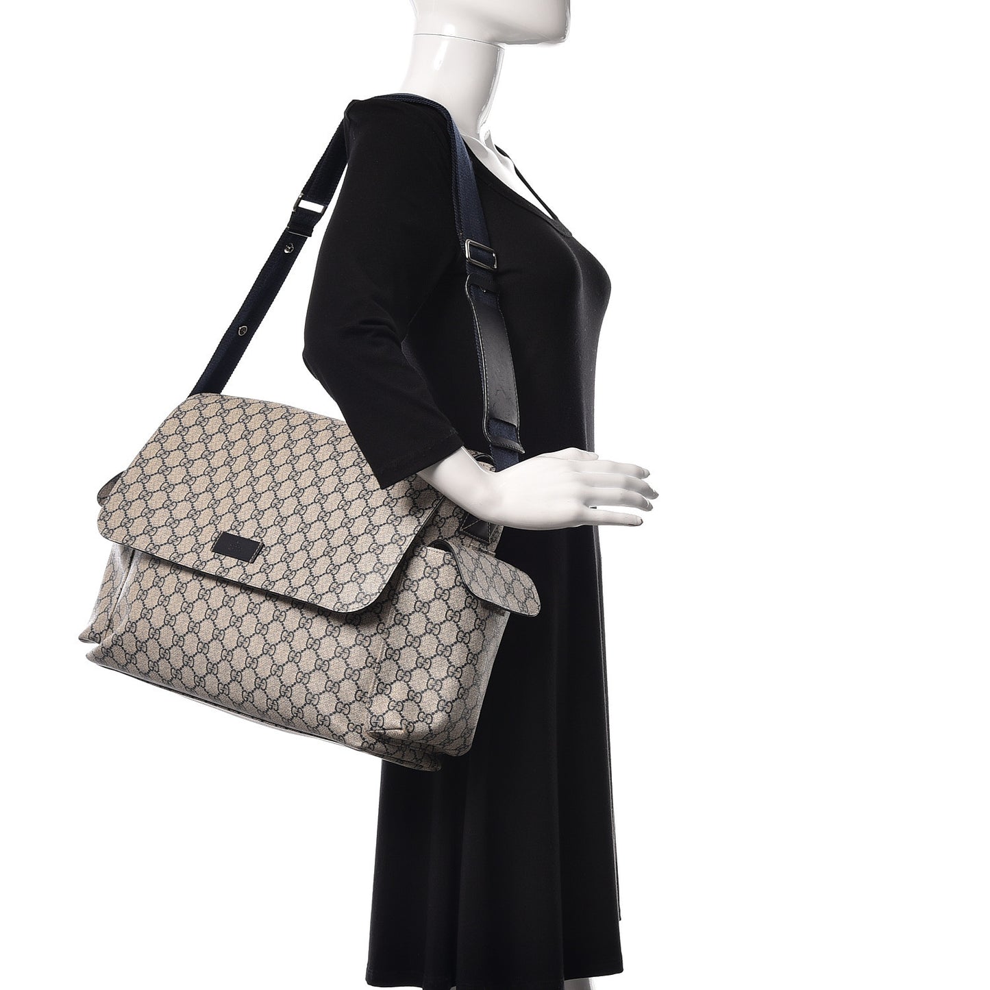 GG Plus Monogram Messenger Diaper Bag Navy