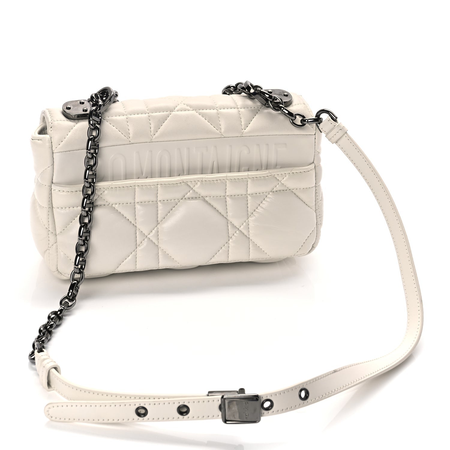 Christian Dior Calfskin Macrocannage Small Dior Caro Bag Ivory 2 of 9