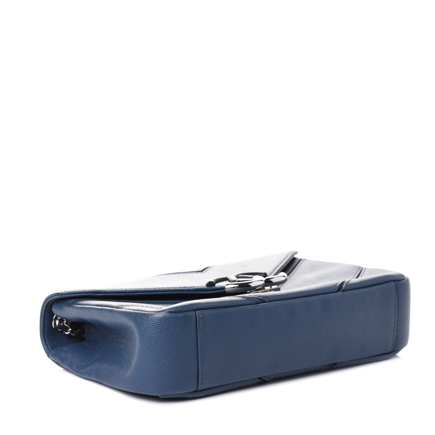 Caviar Macro Chevron Single Flap Blue