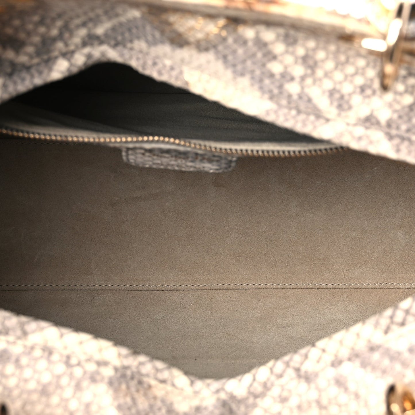 Snakeskin Large Lady Dior Beige