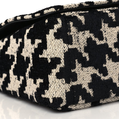 Christian Dior Technical Canvas Macro Houndstooth Medium Caro Bag Black White 9 of 10