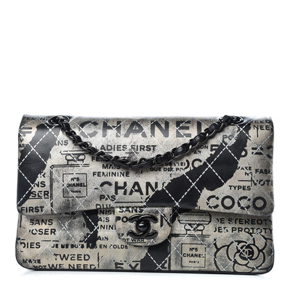 Chanel Lambskin Hand Painted Medium Double Flap Black 1 of 9
