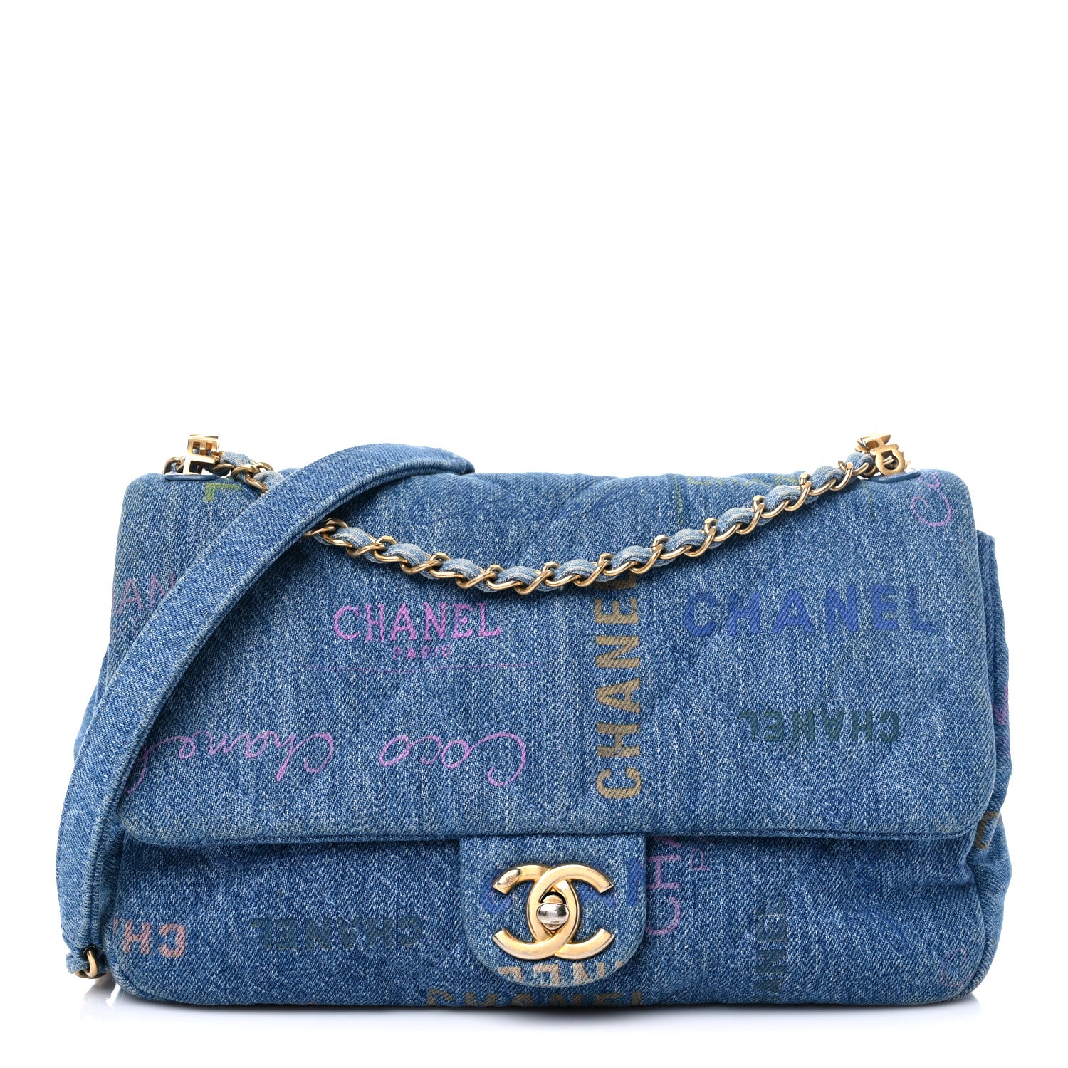 Chanel Denim Quilted Denim Large Mood Flap Blue Multicolor 1 of 13