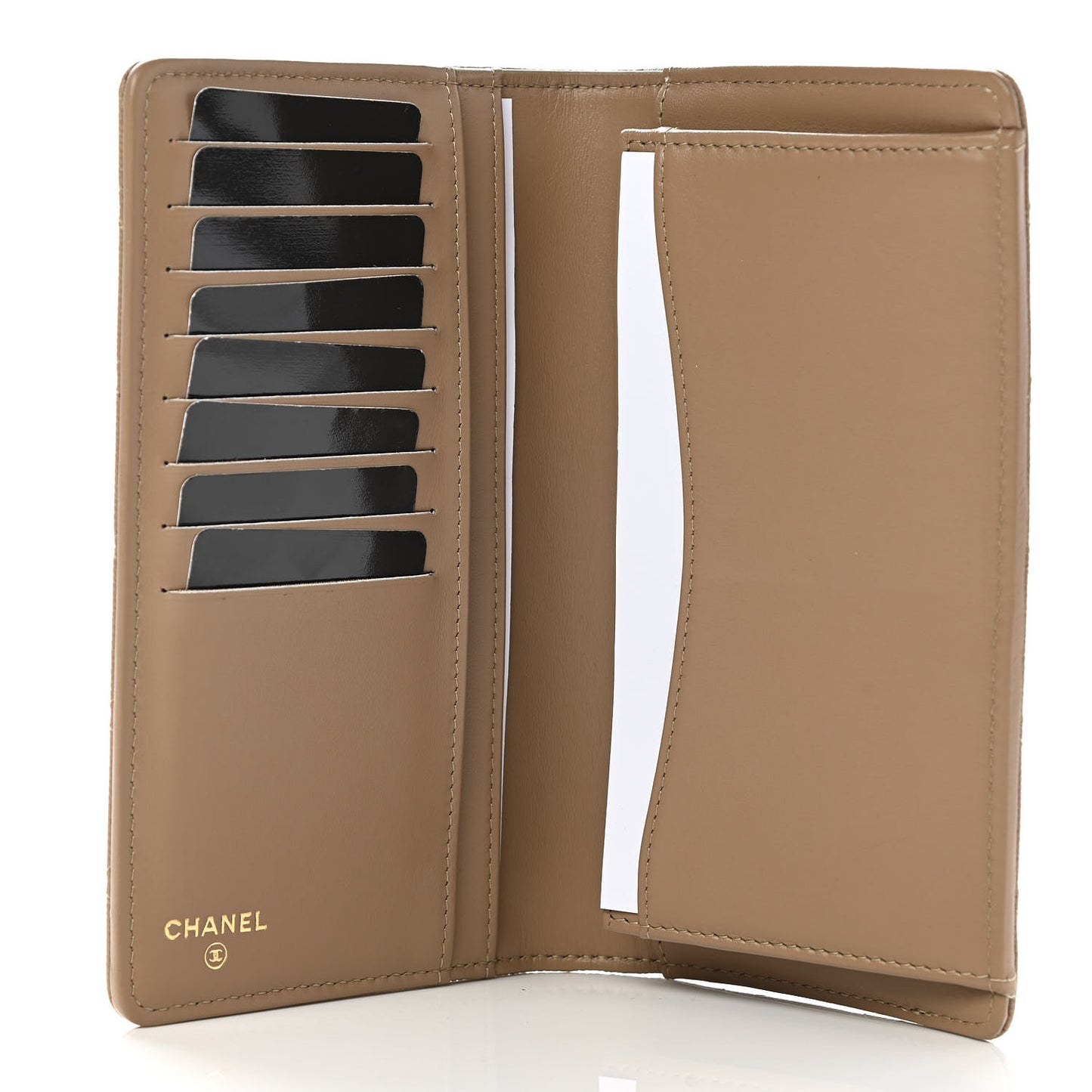 Caviar Quilted Yen Wallet Dark Beige