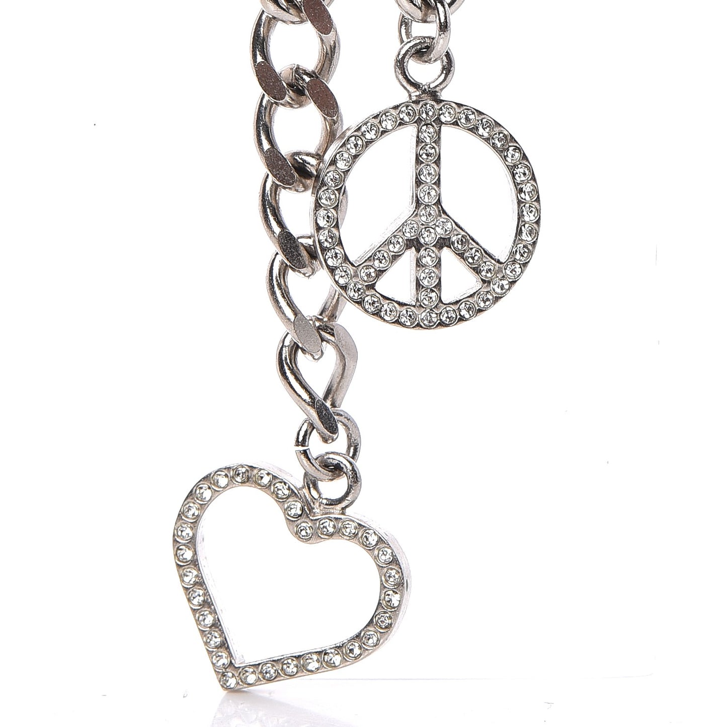 Crystal CC Charm Chain Belt Silver