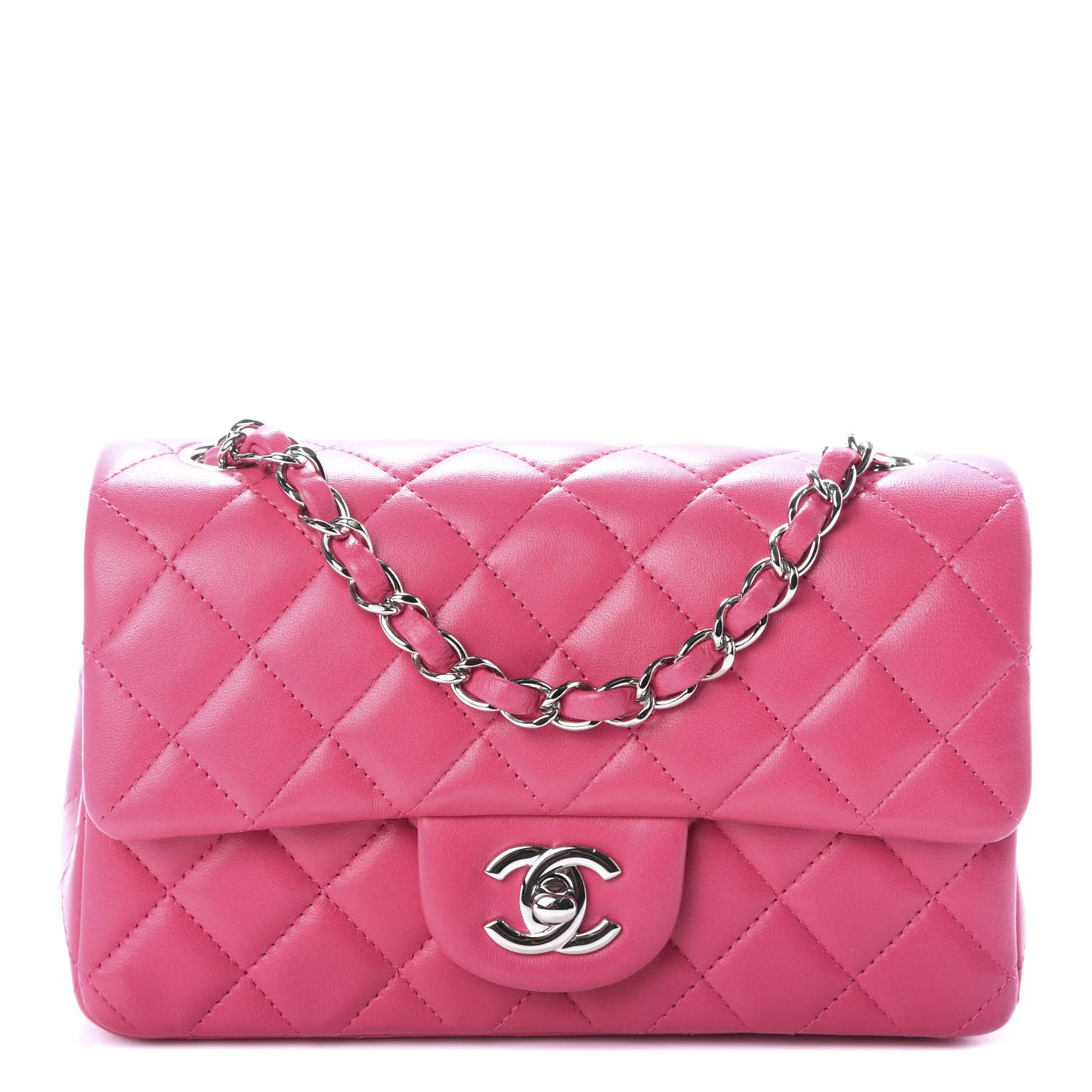 Lambskin Quilted Mini Rectangular Flap Pink