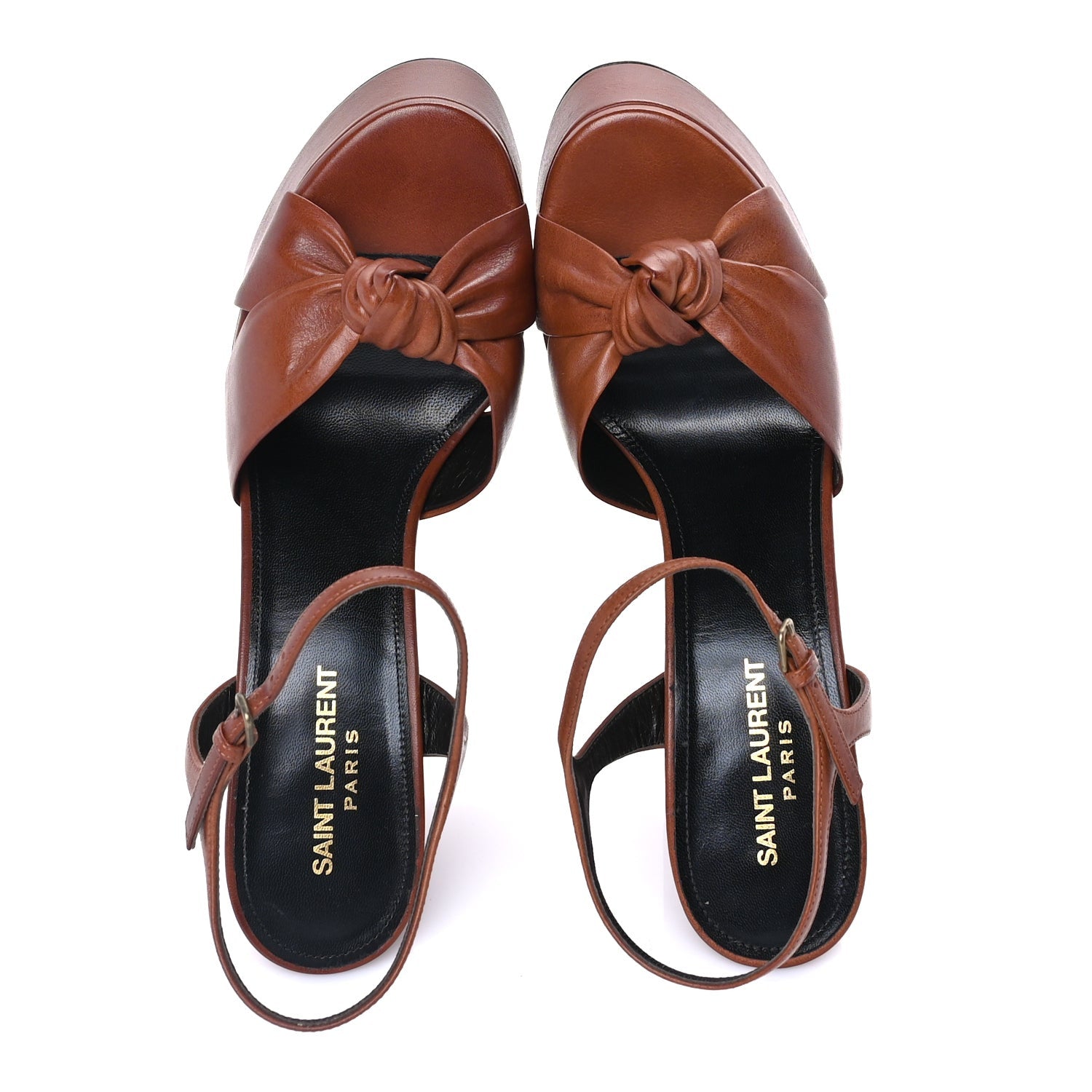 Saint Laurent Vendome Bianca 85 Platform Sandals 39 Cognac 5 of 7