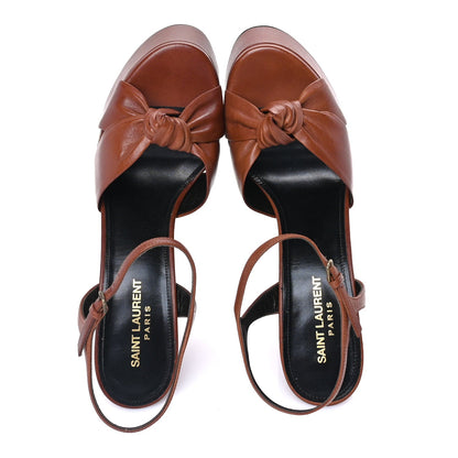 Saint Laurent Vendome Bianca 85 Platform Sandals 39 Cognac 5 of 7