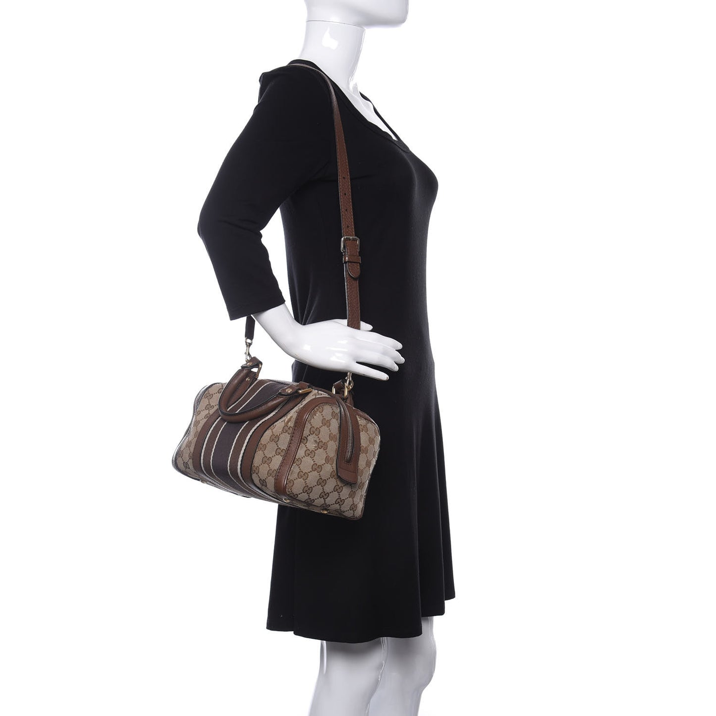 Monogram Vintage Web Small Boston Dark Brown