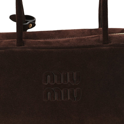 Miu Miu Camoscio Large Beau Top Handle Bag  Moro 6 of 8
