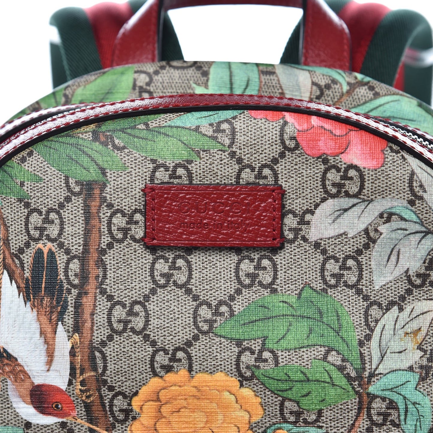 GG Supreme Monogram Tian Web Small Day Backpack Beige Multicolor Red