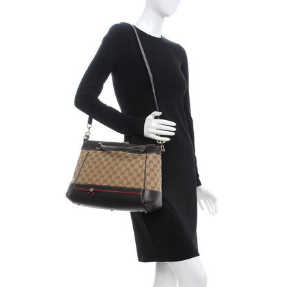 Gucci Monogram Web Mayfair Top Handle Satchel Dark Brown 2 of 9