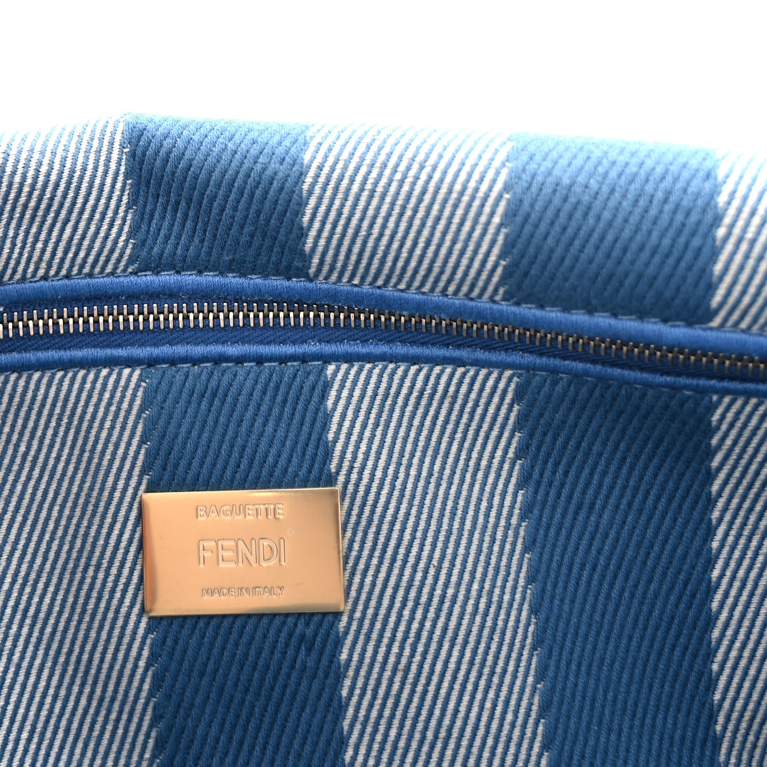 Fendi Denim Jacquard FF Effect Vitello Grace Reversible Baguette  Ceruleo 5 of 8