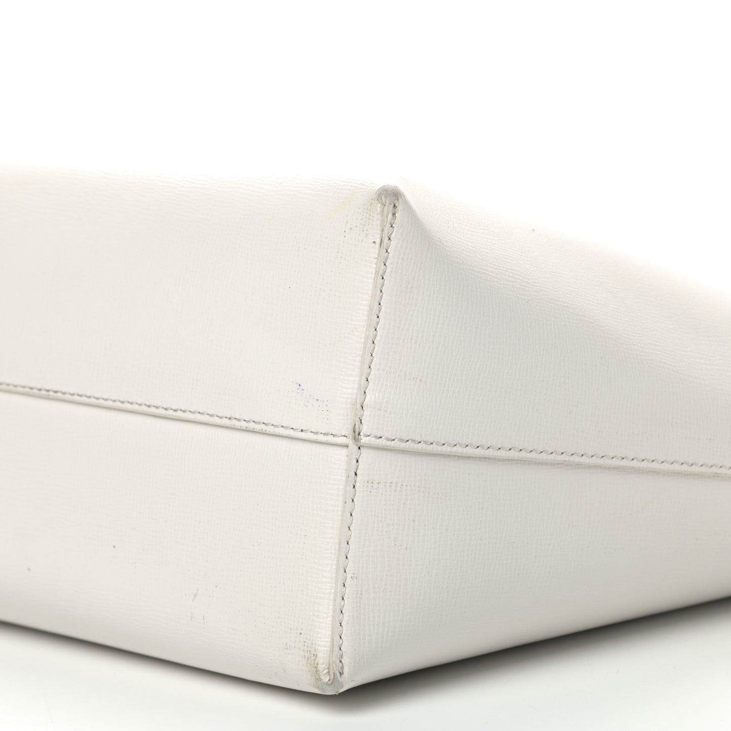 Grained Calfskin Small T Tote White