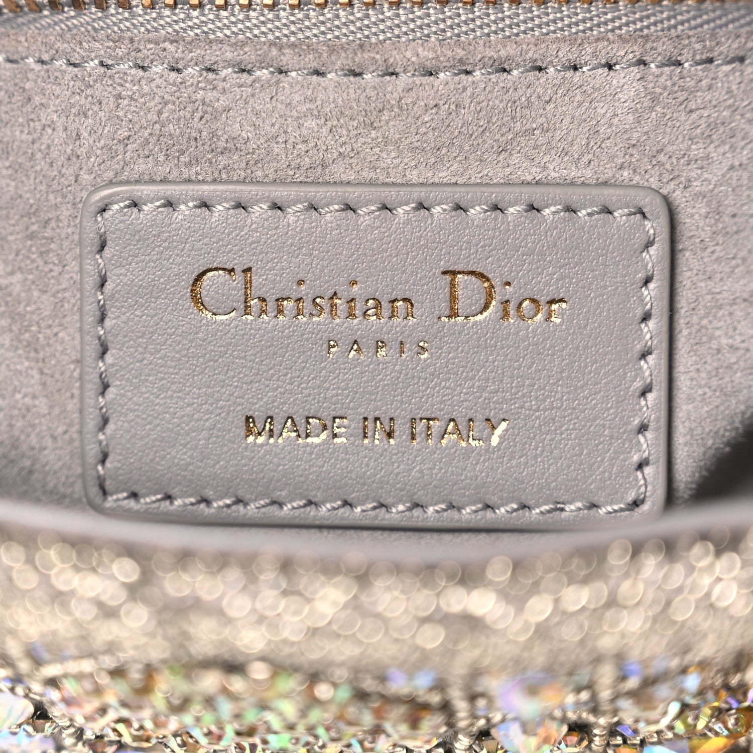 Christian Dior Calfskin Satin Celestial Bead Embroidery Cannage Mini Lady Dior Grey 5 of 8