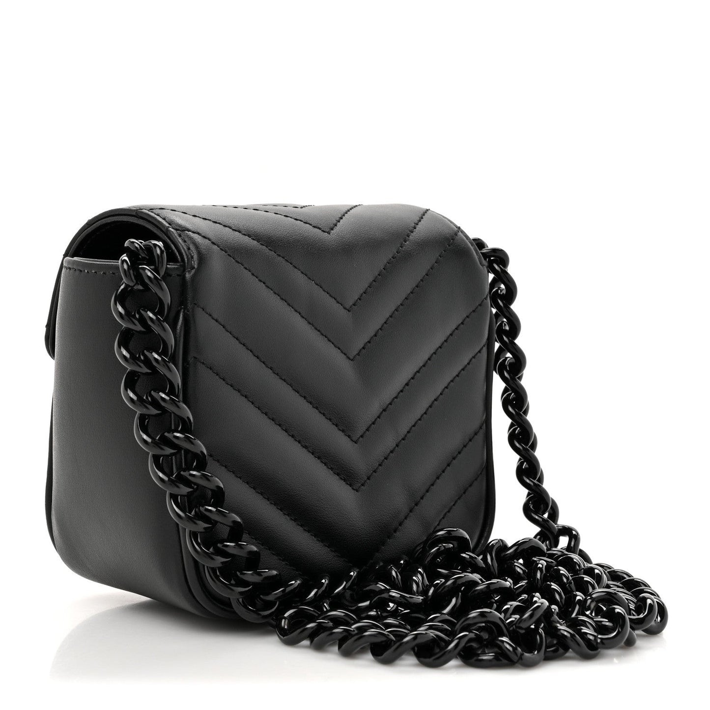 Calfskin Matelasse Monochrome GG Marmont Chain Mini Belt Bag Black