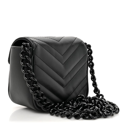 Gucci Calfskin Matelasse Monochrome GG Marmont Chain Mini Belt Bag Black 2 of 7