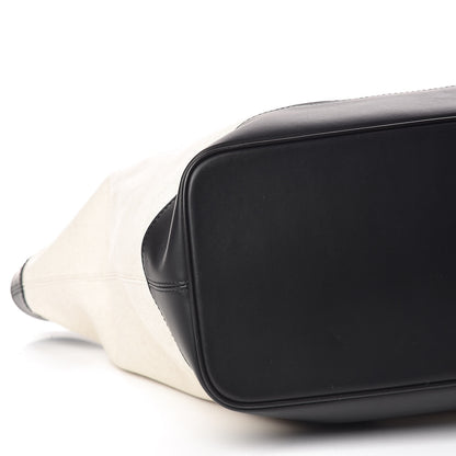 Balenciaga Cotton Canvas Calfskin Navy Tote Natural Black 8 of 10