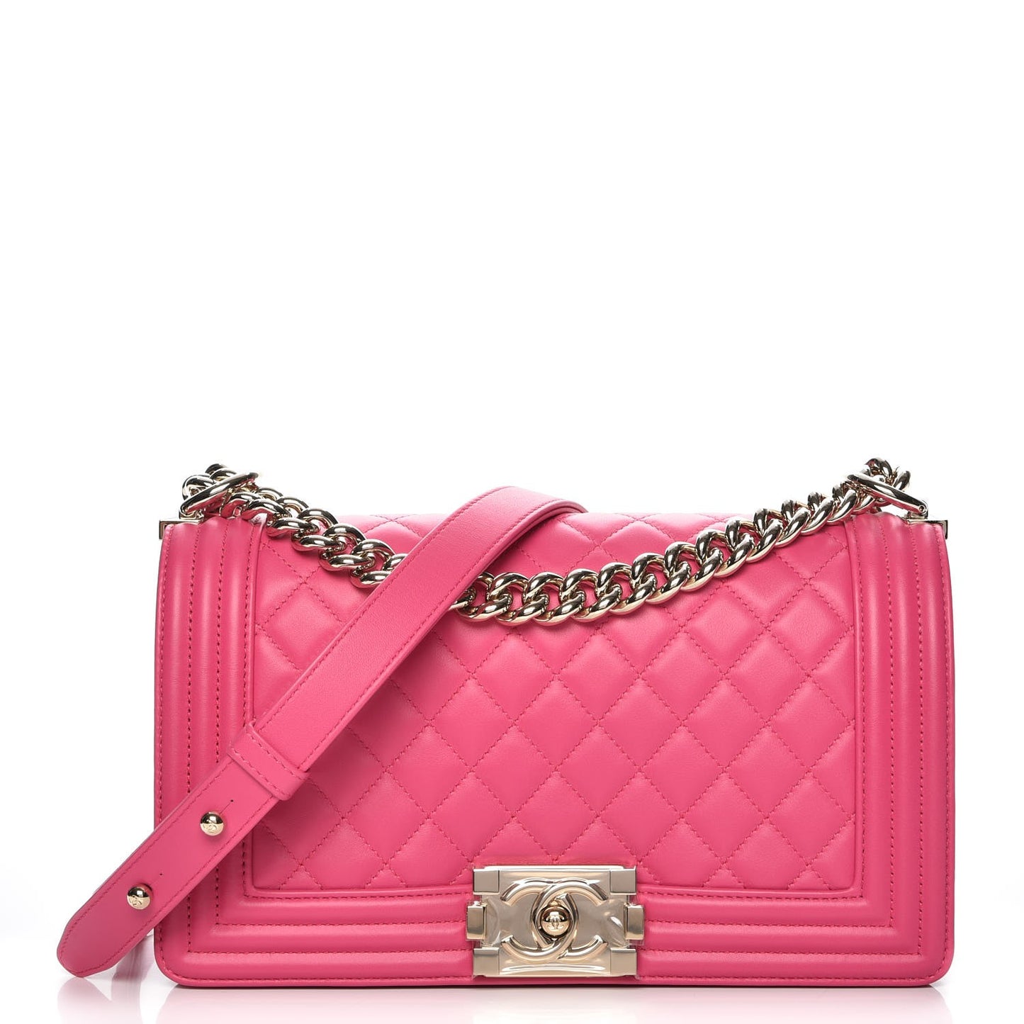 Lambskin Quilted Medium Boy Flap Pink
