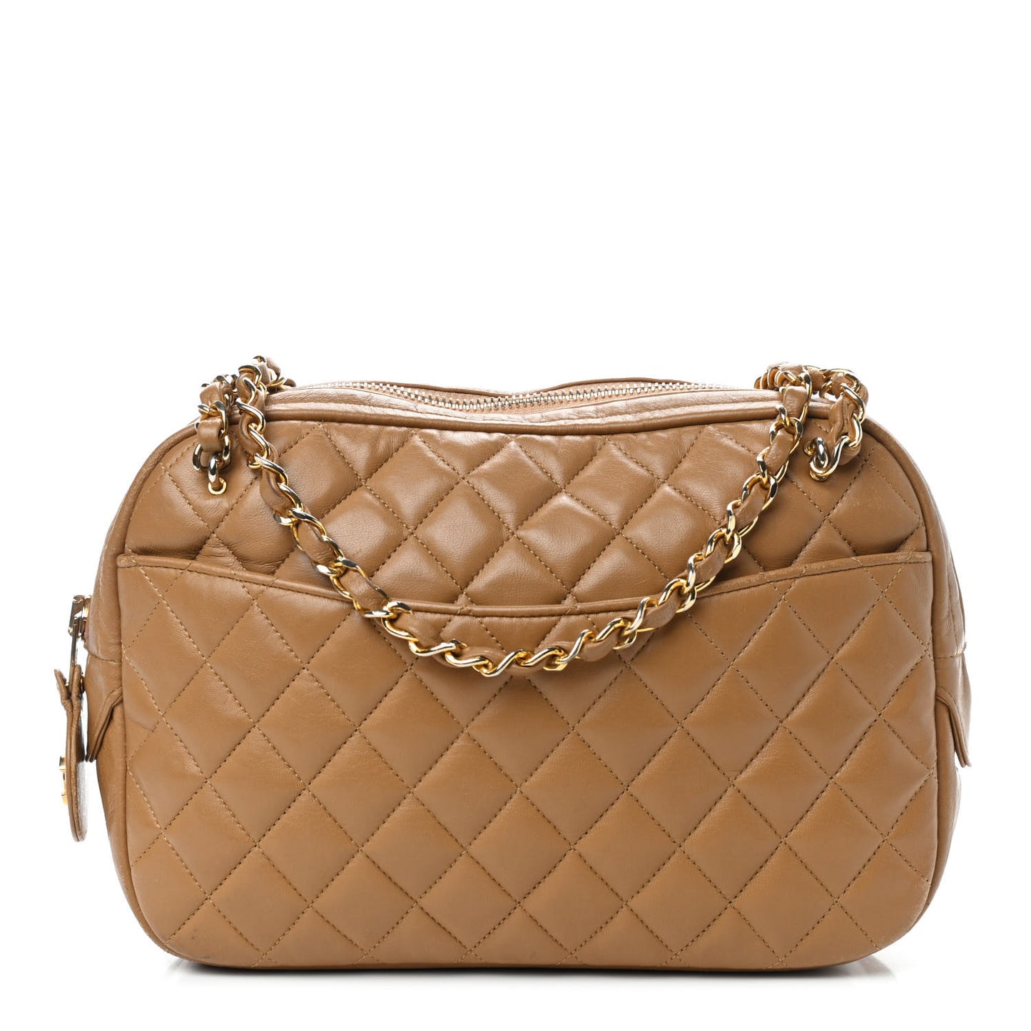 Lambskin Quilted Camera Case Beige