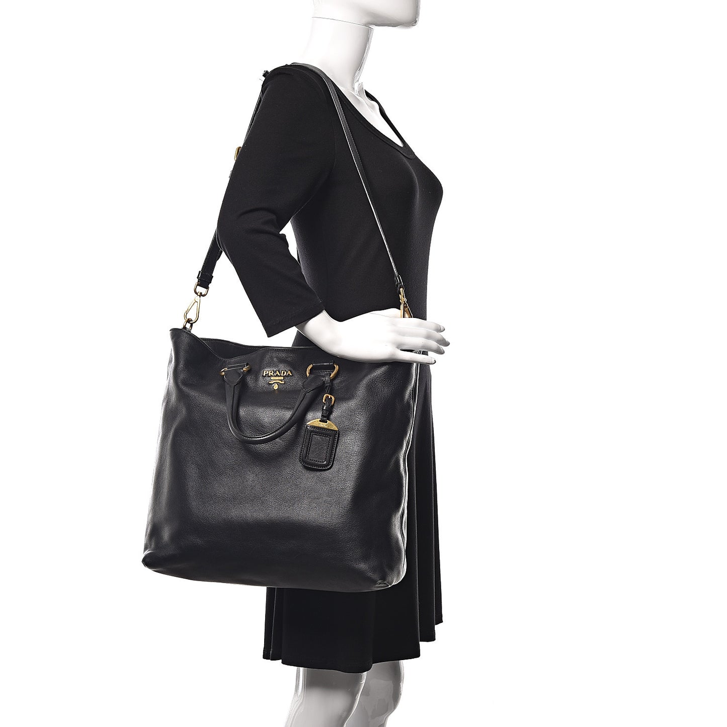 Soft Calf Shopping Tote Black