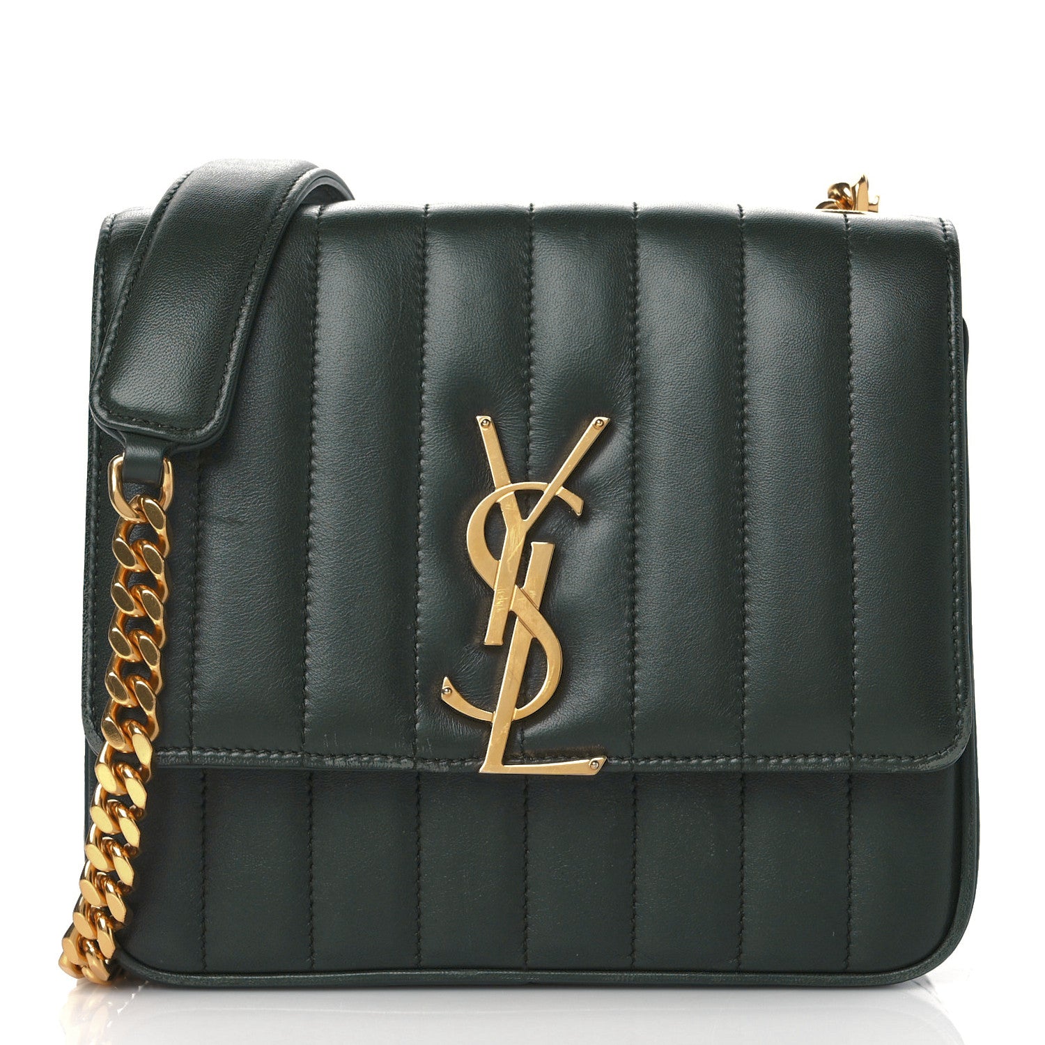 Saint Laurent Lambskin Matelasse Monogram Medium Vicky Chain Bag Algae 1 of 12