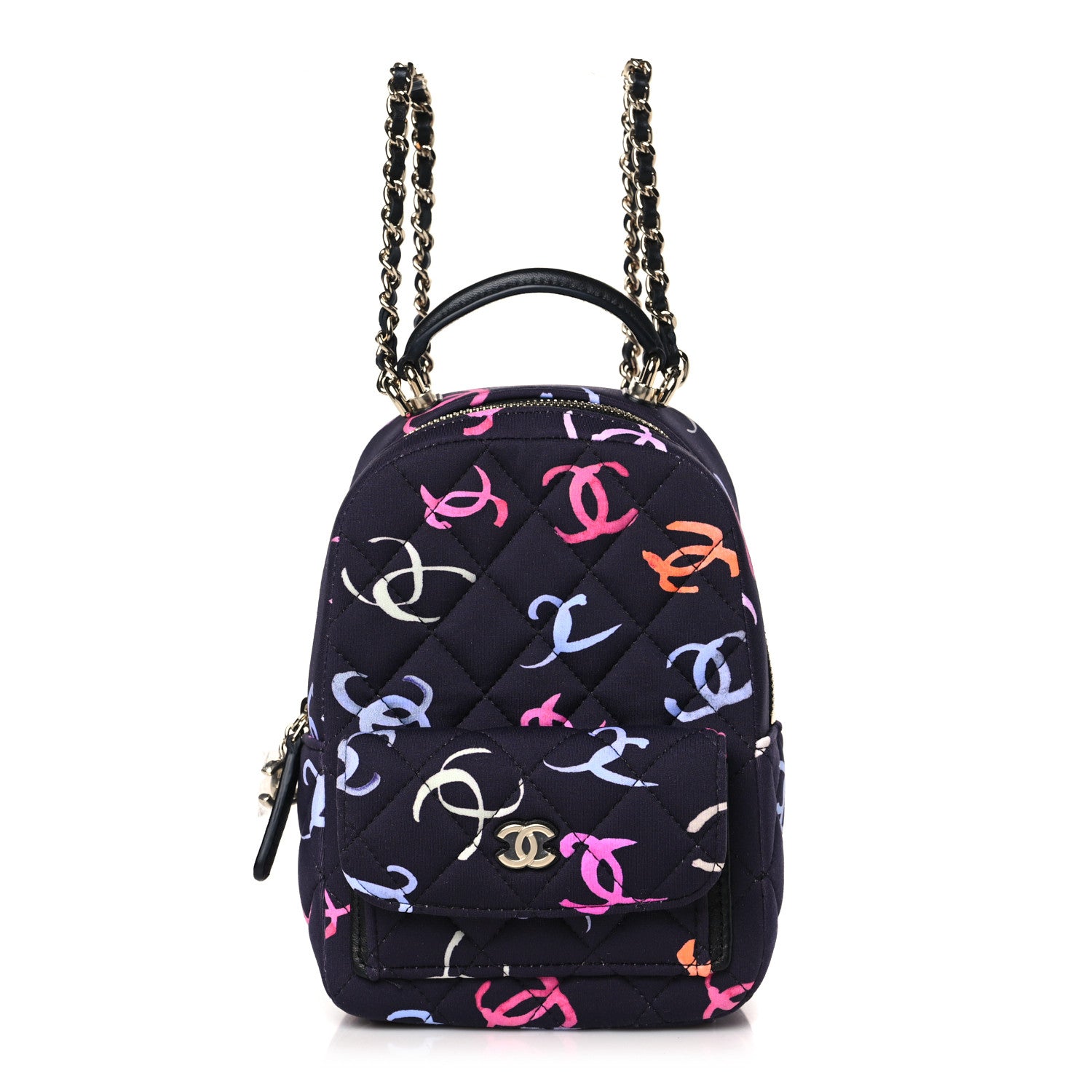 Chanel Printed Fabric Quilted CC Mini Classic Backpack Black Multicolor 1 of 10