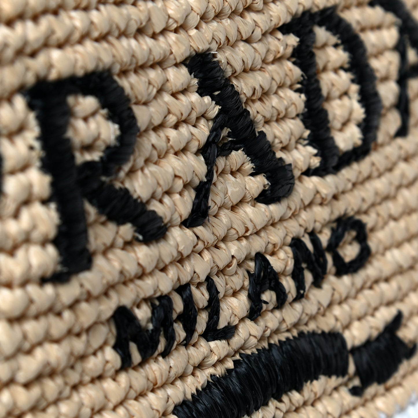 Raffia Logo Tote Naurale Black