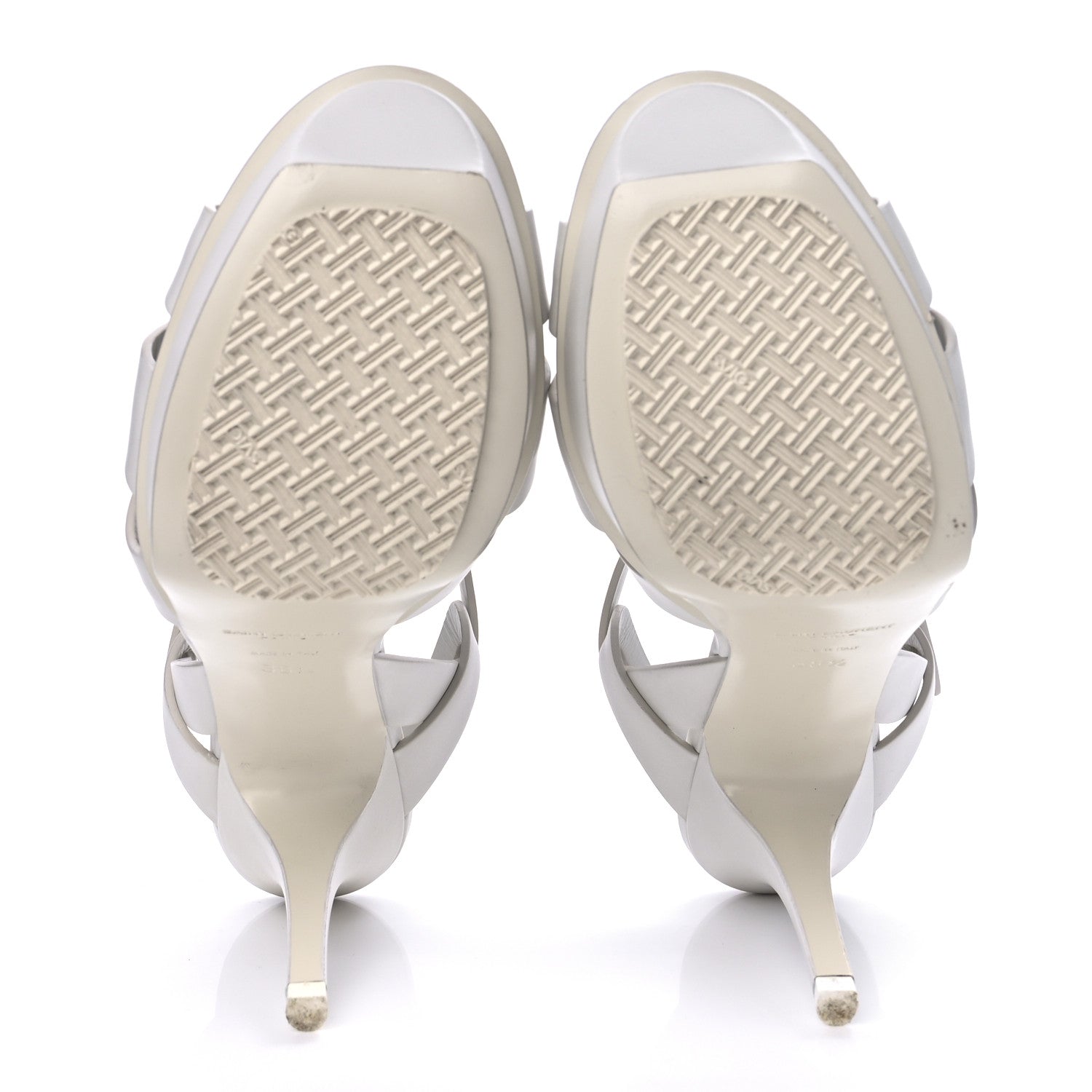 Saint Laurent Calfskin Tribute 75 Platform Sandals 38.5 White 7 of 10