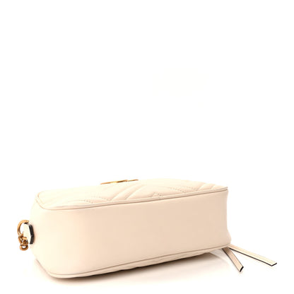 Gucci Calfskin Matelasse Small GG Marmont Chain Shoulder Bag White 3 of 8