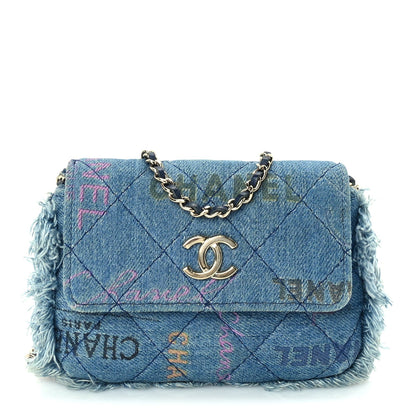 Chanel Denim Quilted Denim Mood Clutch With Chain Blue Multicolor 1 of 9