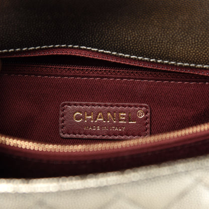 Chanel Metallic Caviar Quilted Small Coco Handle Flap Silver 8 of 11