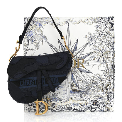 Christian Dior Canvas Embroidered Camouflage Saddle Bag Blue 11 of 11