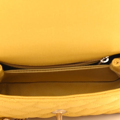 Chanel Caviar Quilted Mini Coco Handle Flap Yellow 7 of 22