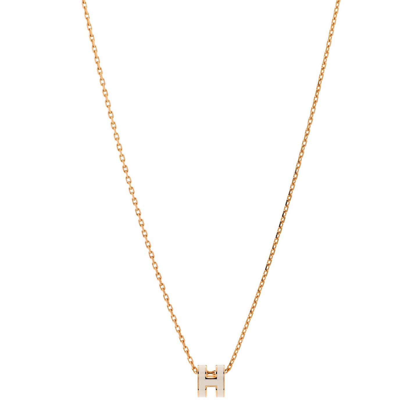 Lacquered Gold Mini Pop H Pendant Necklace White