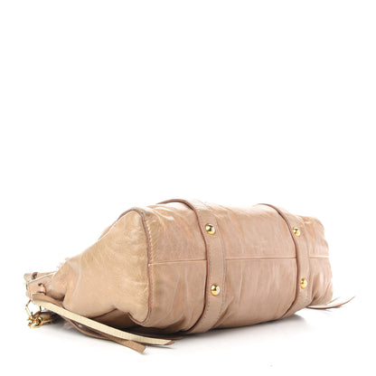 Miu Miu Vitello Lux Gathered Tote Beige 4 of 14