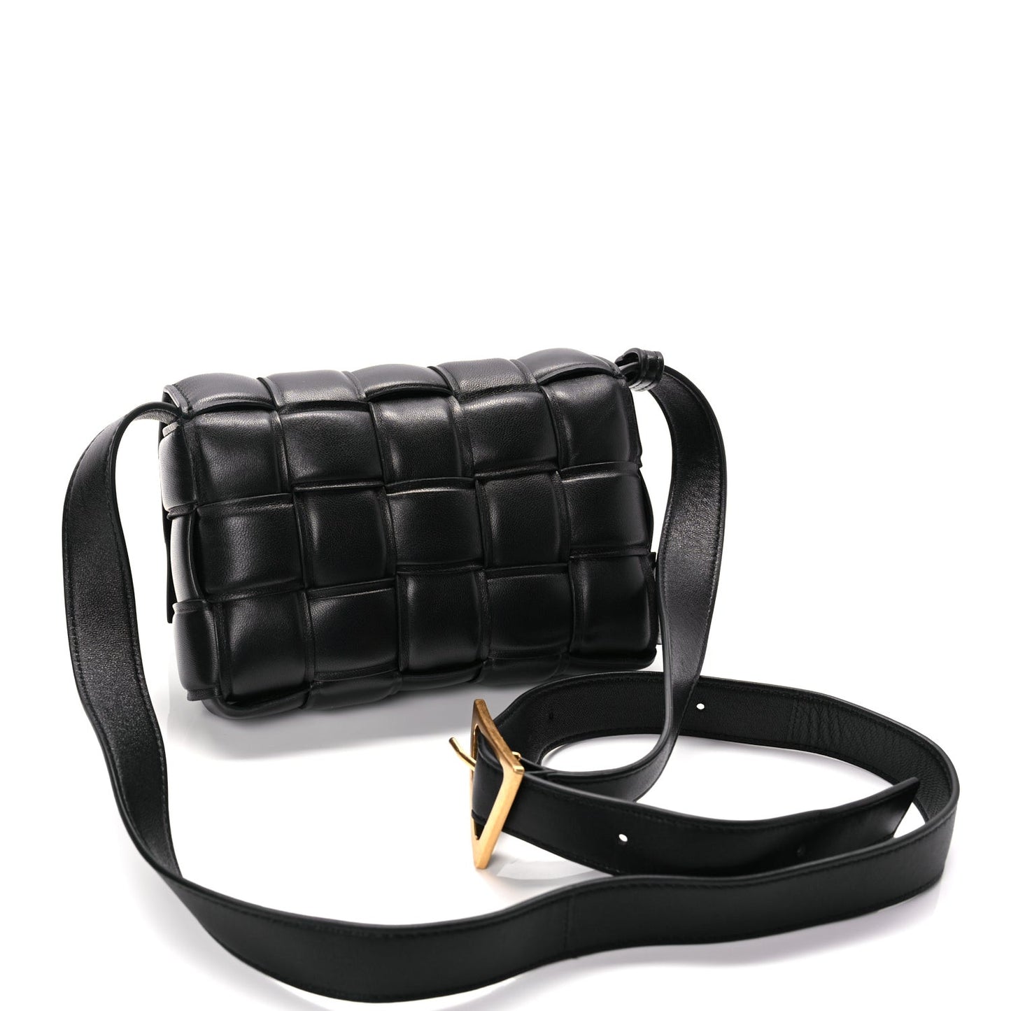Nappa Maxi Intreccio Small Padded Cassette Crossbody Bag Black