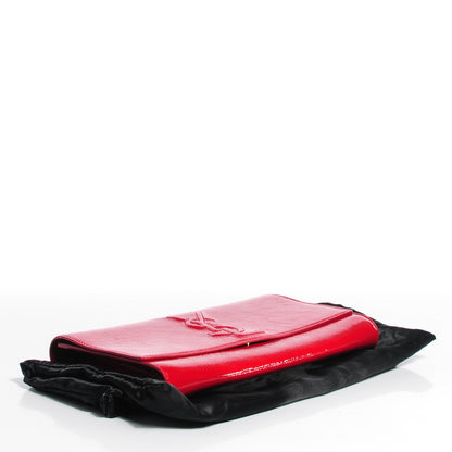 Saint Laurent Textured Patent Monogram Large Belle De Jour Clutch Red 4 of 7
