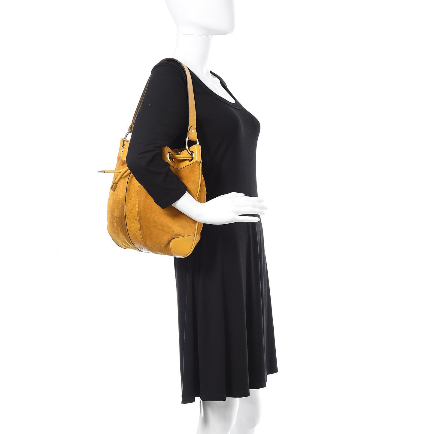 Suede Guccissima Drawstring Shoulder Bag Yellow