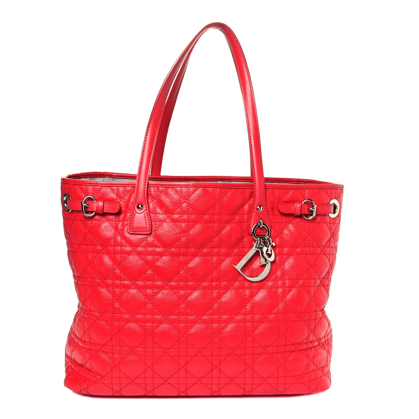 Coated Canvas Cannage Large Panarea Tote Red