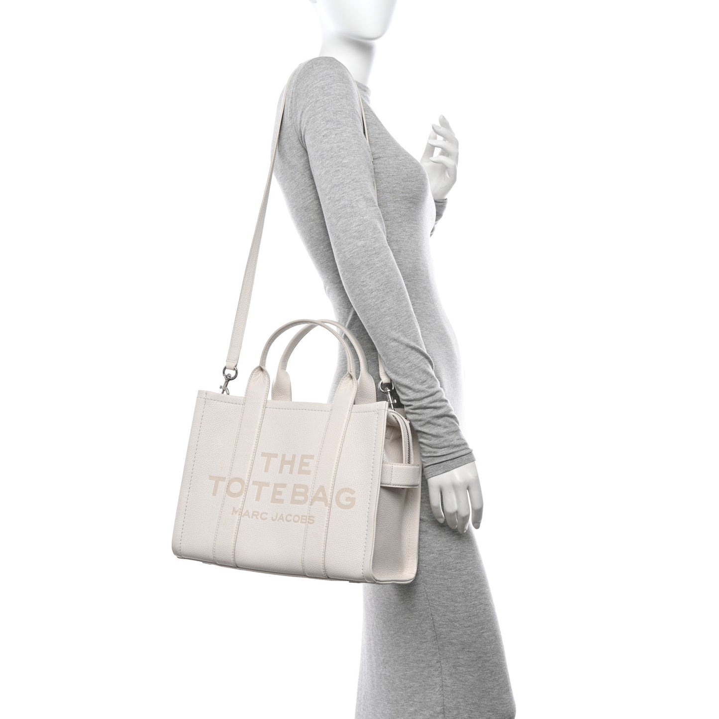 Grained Calfskin Medium The Tote Bag Cotton Silver