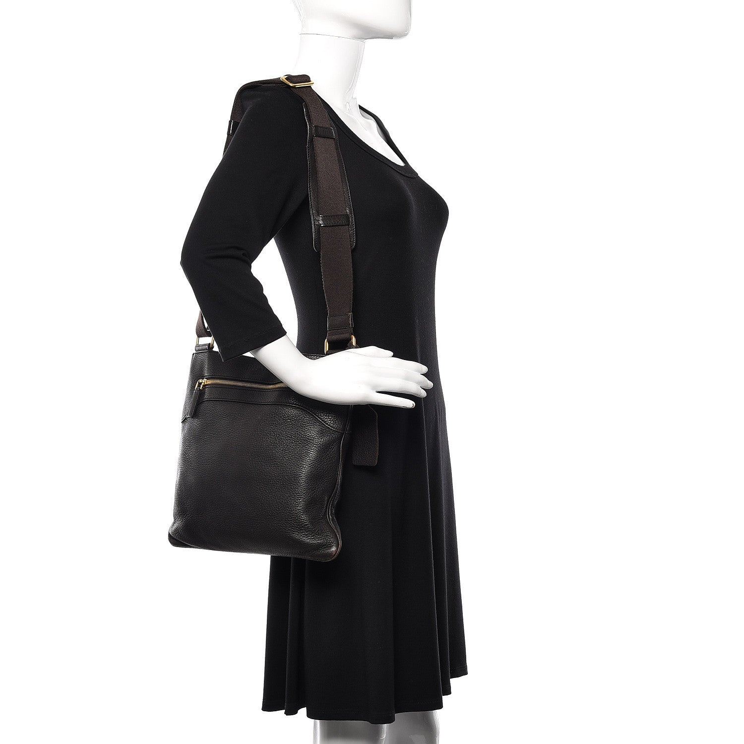 Prada Cervo Deerskin Flat Messenger Bag Ebano 2 of 9