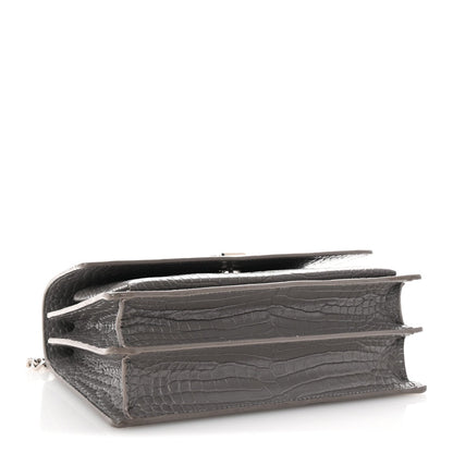 Saint Laurent Calfskin Crocodile Embossed Medium Monogram Sunset Fog 4 of 7