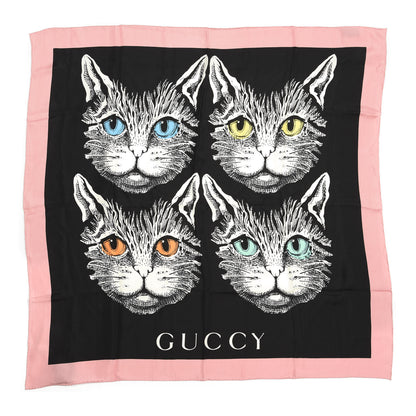 Gucci Silk Mystic Cat Square Scarf Black 1 of 5